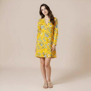 OLD NAVY Women's Polka Dot Yellow Floral Dress Long Sleeve Yellow Size M Petite